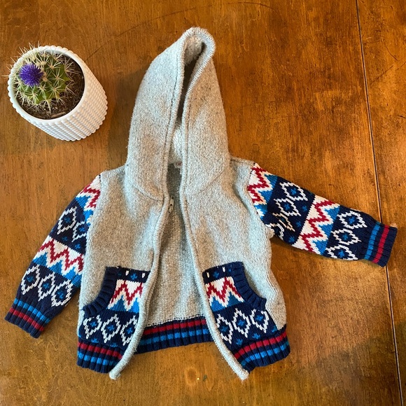 Cat & Jack Other - Cat & Jack Boys 2T Southwestern Print Hooded Sweater Jacket Cozy Cardigan